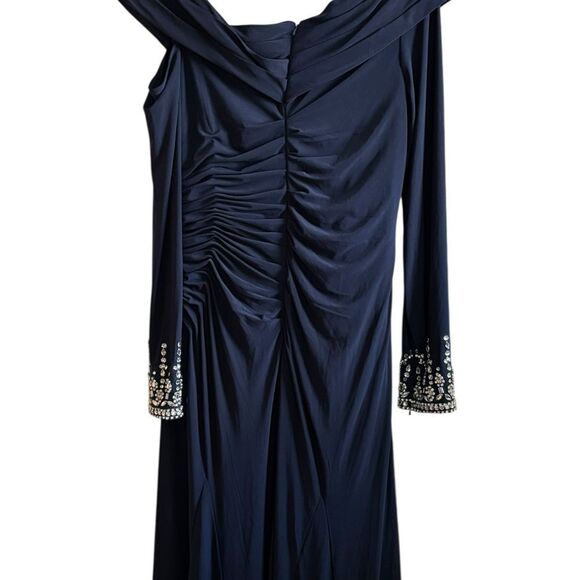Mac Duggal NWOT Navy Blue One-Shoulder Gown with Silver Accents High Stretch 12 - Picture 5 of 13